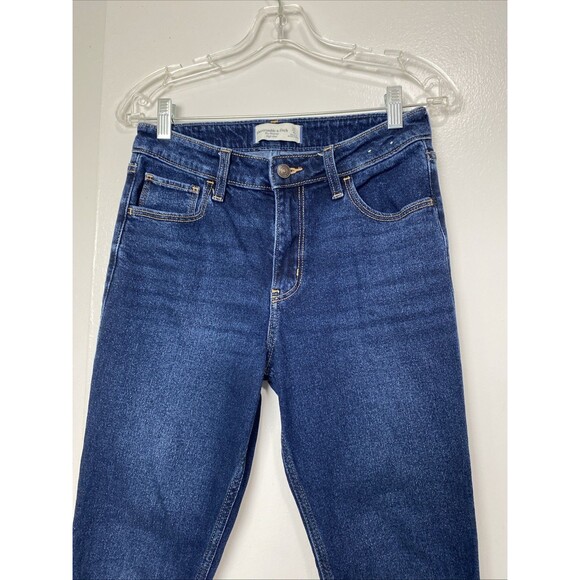 Abercrombie and Fitch The Skinny High Rise Jeans Womens Size 27 Dark Wash 4R - Picture 3 of 13